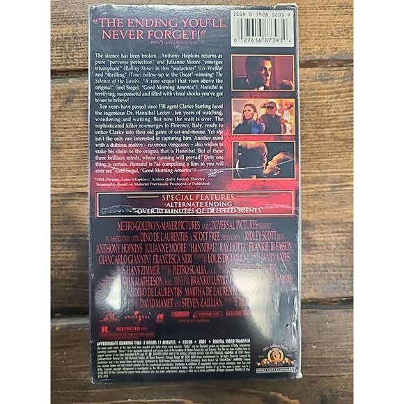 NEW Factory Sealed Hannibal VHS 2001 Special Edition Horror Silence Lambs - Picture 2 of 5